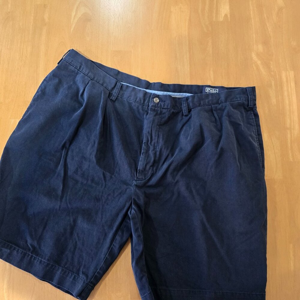 Polo Ralph Lauren Men's Pleated Chino Shorts Navy Cotton Big & Tall Size 44T